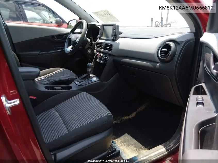 2021 Hyundai Kona Se VIN: KM8K12AA5MU666810 Lot: 45549617