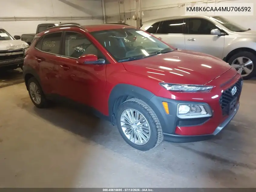 2021 Hyundai Kona Sel Plus VIN: KM8K6CAA4MU706592 Lot: 45616695