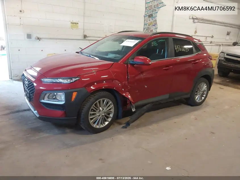 2021 Hyundai Kona Sel Plus VIN: KM8K6CAA4MU706592 Lot: 45616695