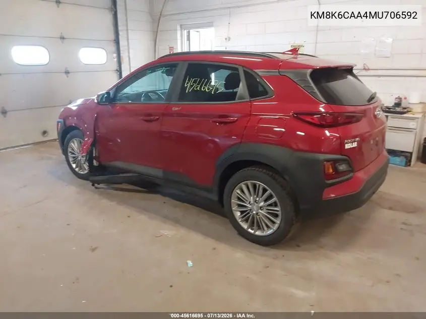 2021 Hyundai Kona Sel Plus VIN: KM8K6CAA4MU706592 Lot: 45616695