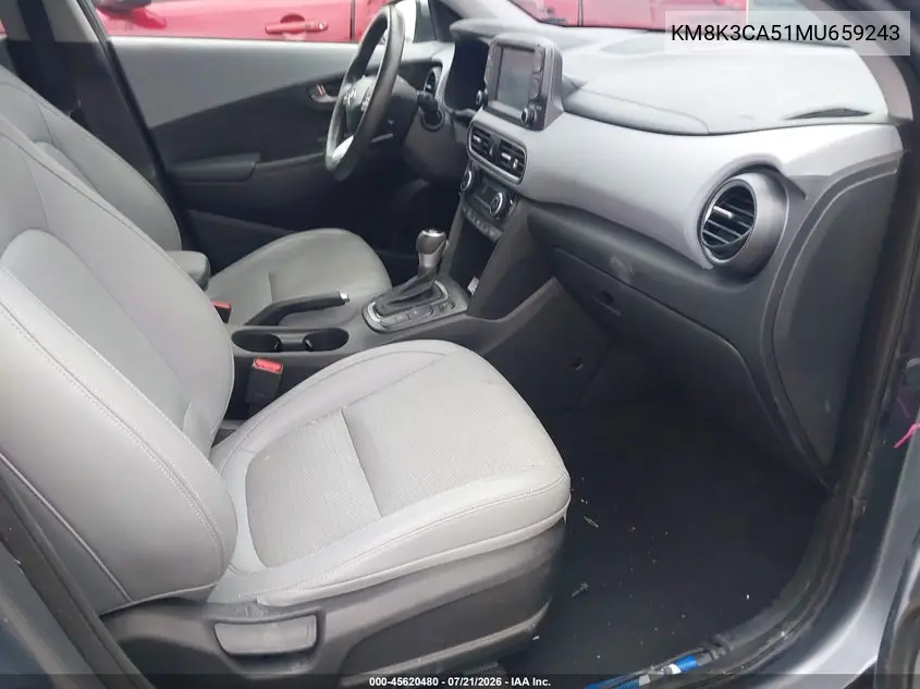 2021 Hyundai Kona Limited VIN: KM8K3CA51MU659243 Lot: 45620480