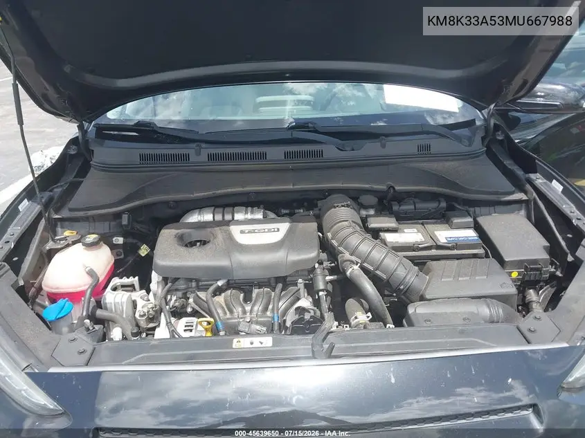 2021 Hyundai Kona Limited VIN: KM8K33A53MU667988 Lot: 45639650
