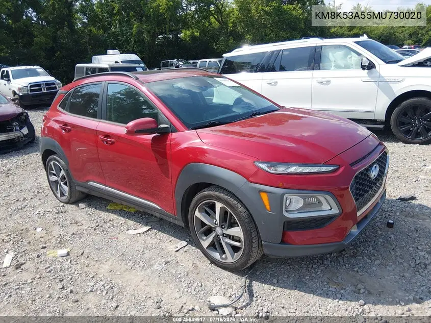 2021 Hyundai Kona Ultimate VIN: KM8K53A55MU730020 Lot: 45649917