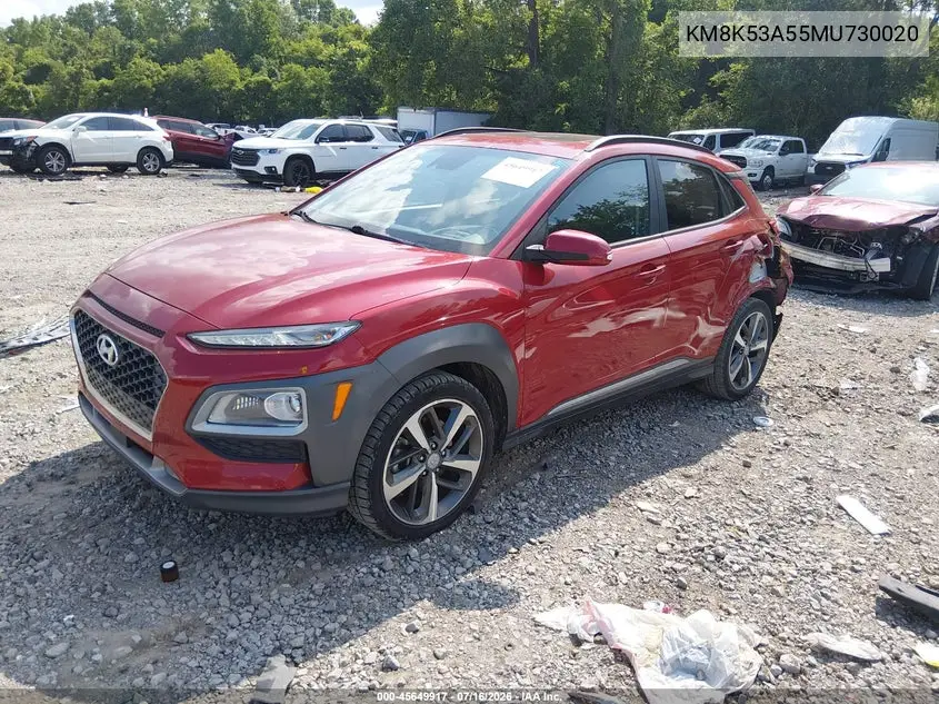 2021 Hyundai Kona Ultimate VIN: KM8K53A55MU730020 Lot: 45649917