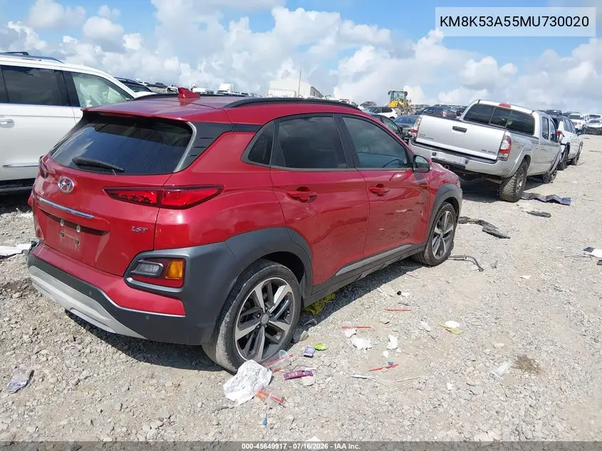 2021 Hyundai Kona Ultimate VIN: KM8K53A55MU730020 Lot: 45649917