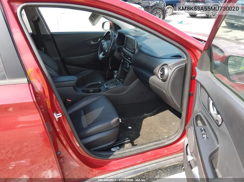 2021 Hyundai Kona Ultimate VIN: KM8K53A55MU730020 Lot: 45649917