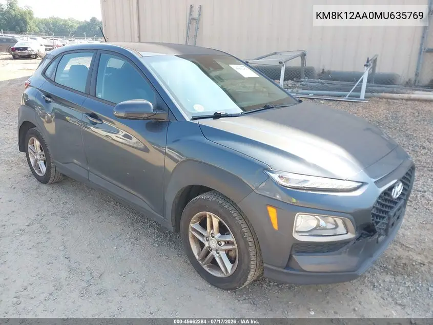 2021 Hyundai Kona Se VIN: KM8K12AA0MU635769 Lot: 45662284