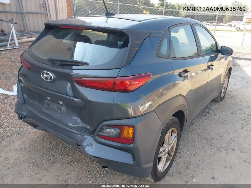 2021 Hyundai Kona Se VIN: KM8K12AA0MU635769 Lot: 45662284