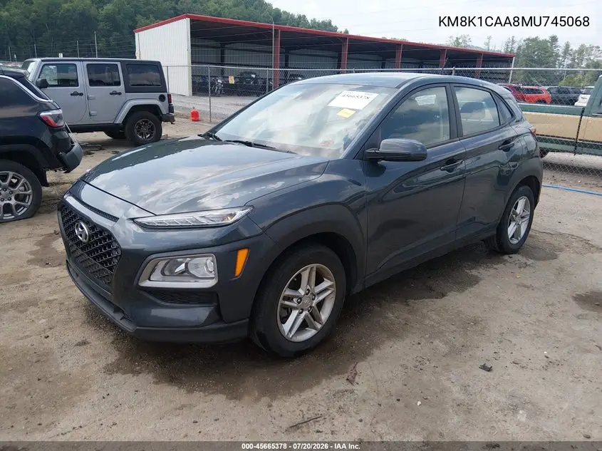 2021 Hyundai Kona Se VIN: KM8K1CAA8MU745068 Lot: 45665378
