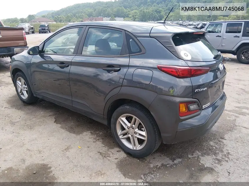 2021 Hyundai Kona Se VIN: KM8K1CAA8MU745068 Lot: 45665378