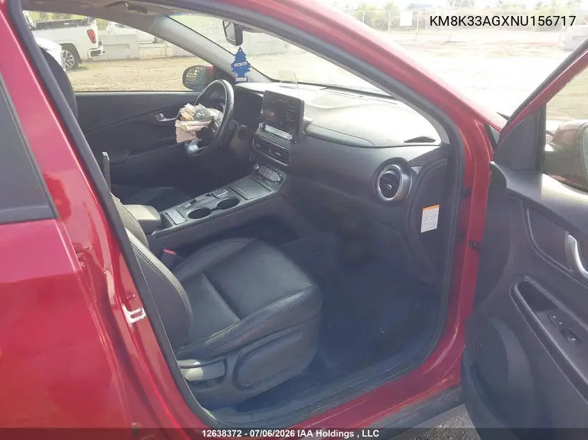 2022 Hyundai Kona Sel VIN: KM8K33AGXNU156717 Lot: 12638372