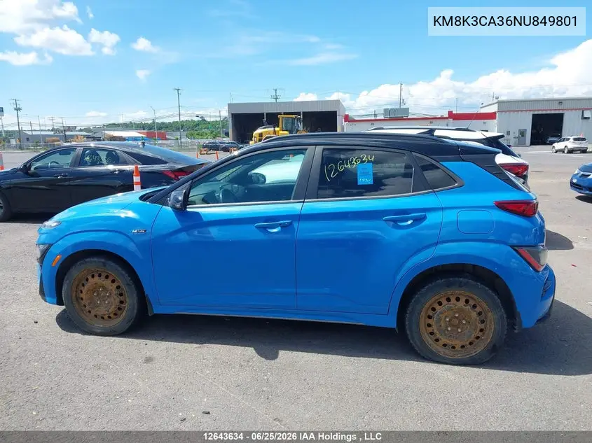 2022 Hyundai Kona N Line VIN: KM8K3CA36NU849801 Lot: 12643634