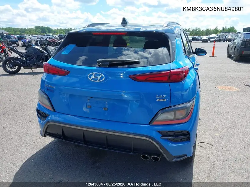 2022 Hyundai Kona N Line VIN: KM8K3CA36NU849801 Lot: 12643634