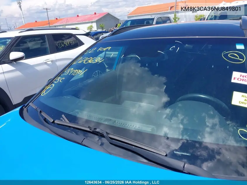 2022 Hyundai Kona N Line VIN: KM8K3CA36NU849801 Lot: 12643634