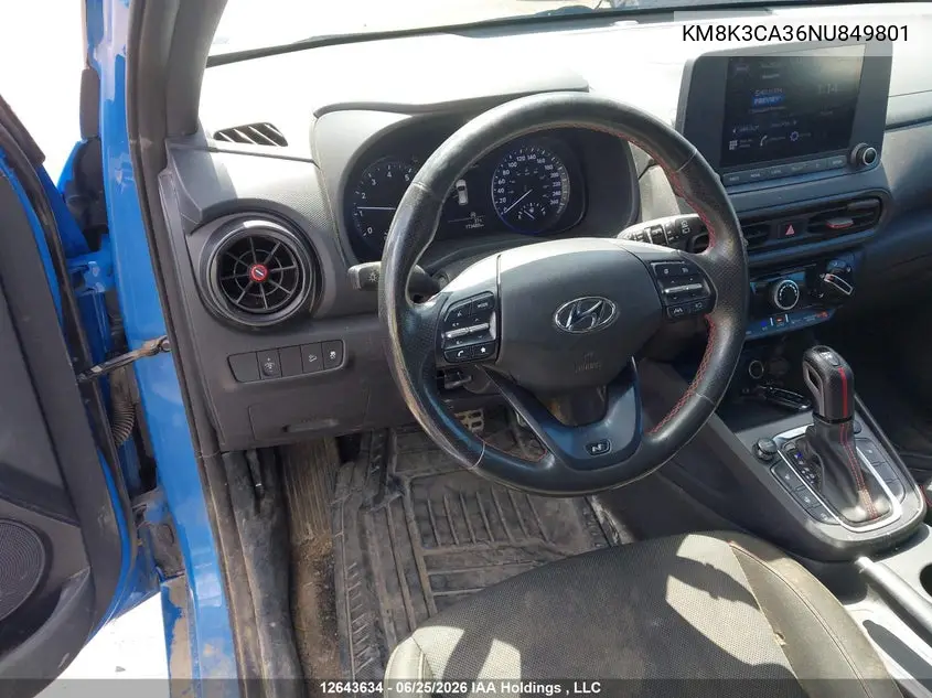 2022 Hyundai Kona N Line VIN: KM8K3CA36NU849801 Lot: 12643634