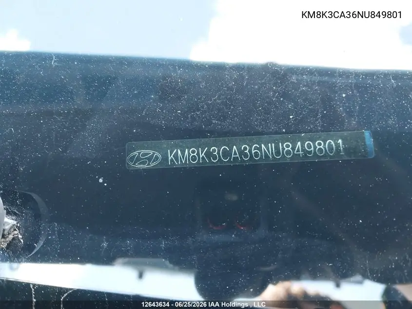 2022 Hyundai Kona N Line VIN: KM8K3CA36NU849801 Lot: 12643634