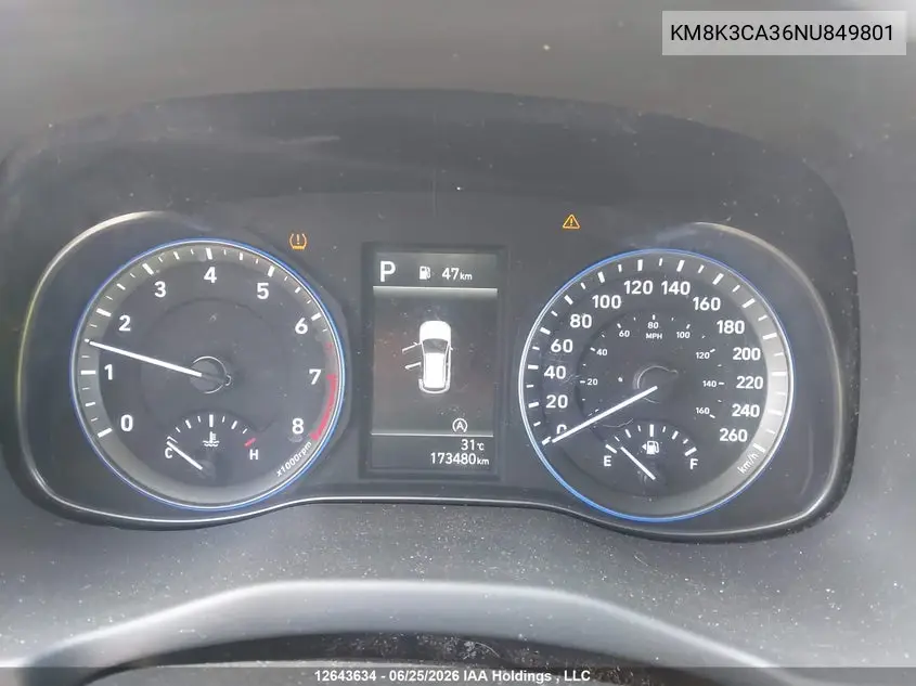 2022 Hyundai Kona N Line VIN: KM8K3CA36NU849801 Lot: 12643634