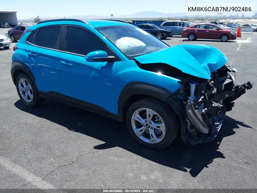 2022 Hyundai Kona Sel VIN: KM8K6CAB7NU902486 Lot: 45336660