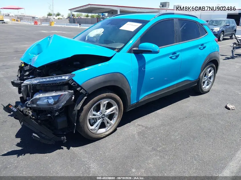 2022 Hyundai Kona Sel VIN: KM8K6CAB7NU902486 Lot: 45336660