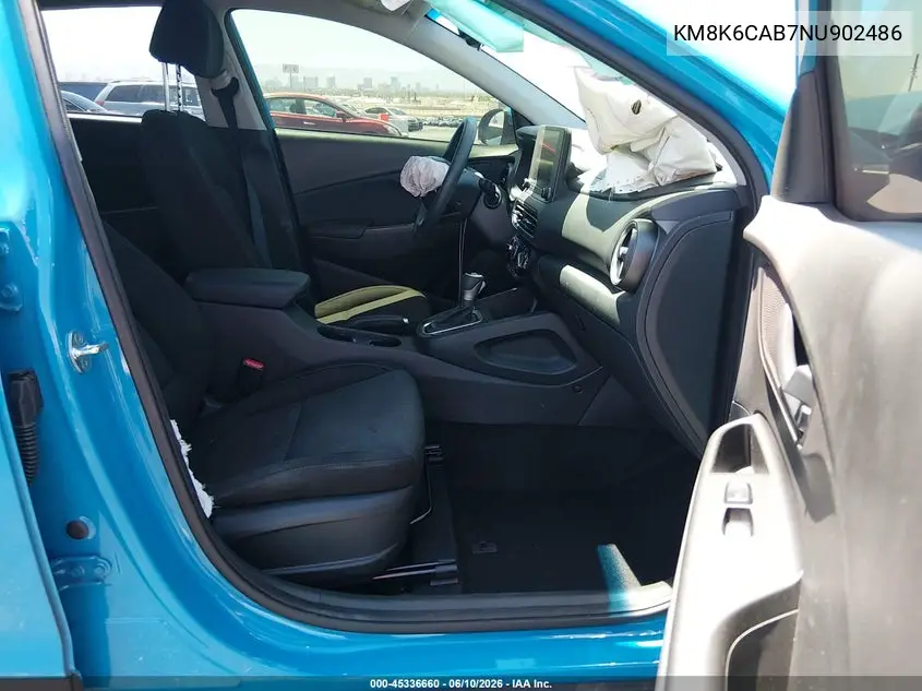 2022 Hyundai Kona Sel VIN: KM8K6CAB7NU902486 Lot: 45336660