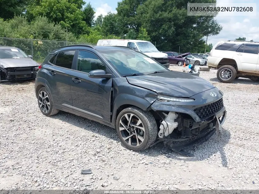 2022 Hyundai Kona Limited VIN: KM8K53A32NU782608 Lot: 45465058
