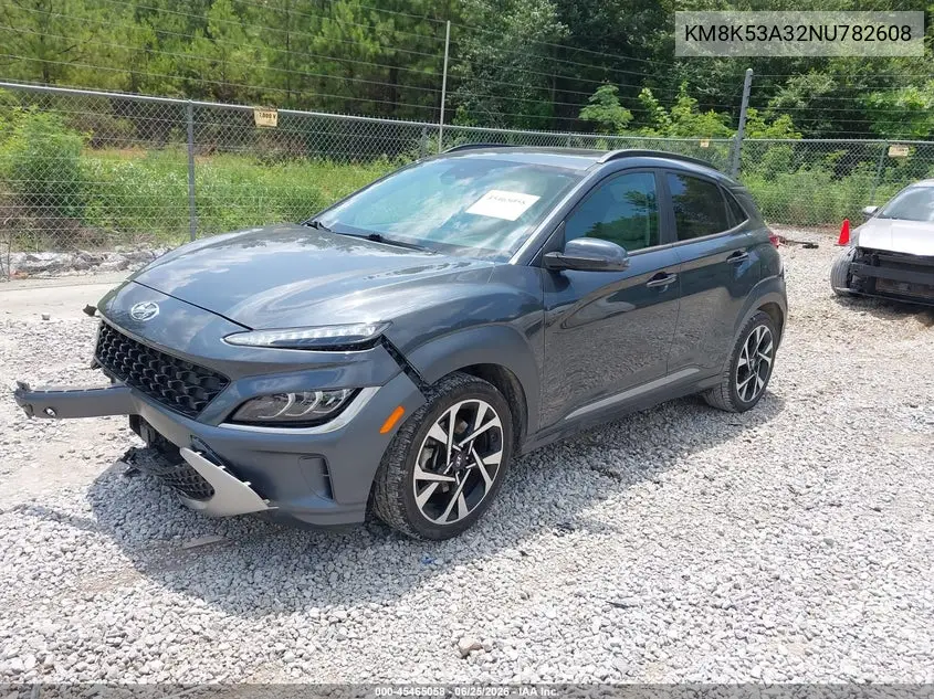 2022 Hyundai Kona Limited VIN: KM8K53A32NU782608 Lot: 45465058