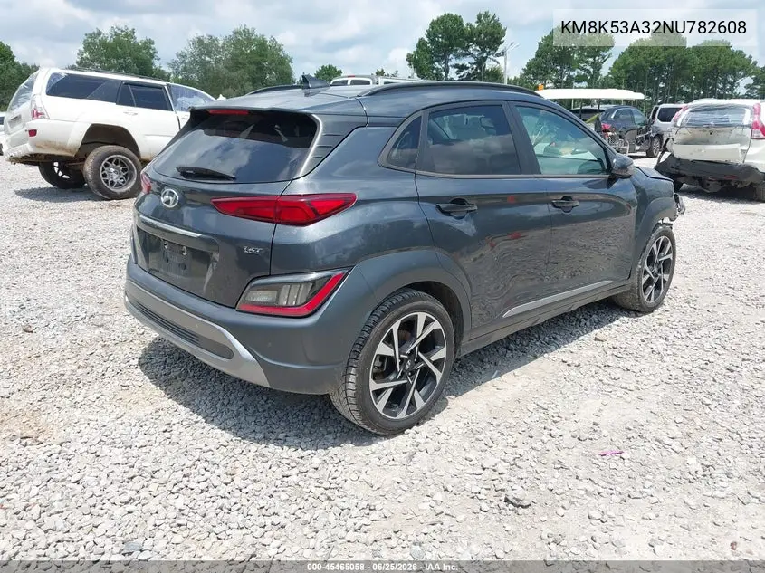 2022 Hyundai Kona Limited VIN: KM8K53A32NU782608 Lot: 45465058