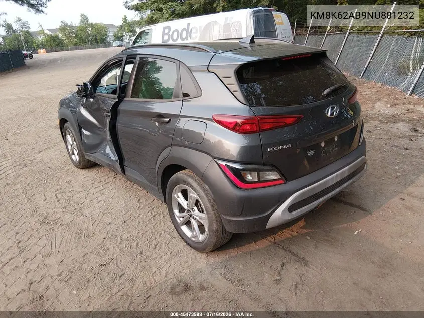 2022 Hyundai Kona Sel VIN: KM8K62AB9NU881232 Lot: 45473598