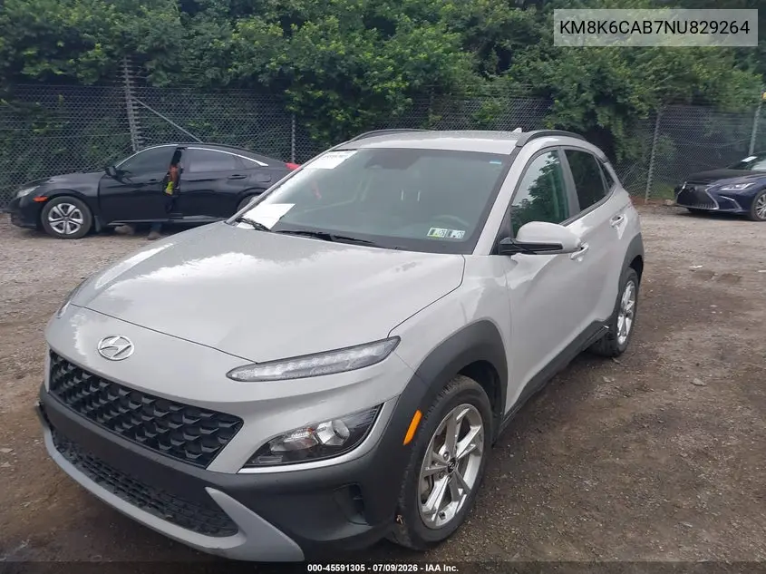 2022 Hyundai Kona Sel VIN: KM8K6CAB7NU829264 Lot: 45591305