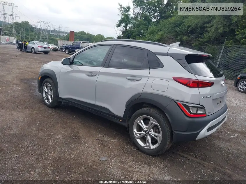 2022 Hyundai Kona Sel VIN: KM8K6CAB7NU829264 Lot: 45591305
