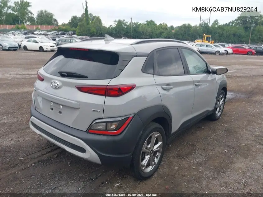 2022 Hyundai Kona Sel VIN: KM8K6CAB7NU829264 Lot: 45591305