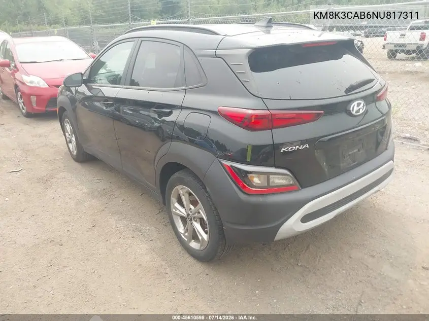 2022 Hyundai Kona Sel VIN: KM8K3CAB6NU817311 Lot: 45610598