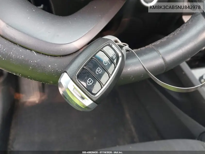 2022 Hyundai Kona Sel VIN: KM8K3CAB5NU843978 Lot: 45626435