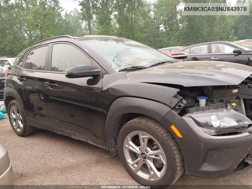 2022 Hyundai Kona Sel VIN: KM8K3CAB5NU843978 Lot: 45626435
