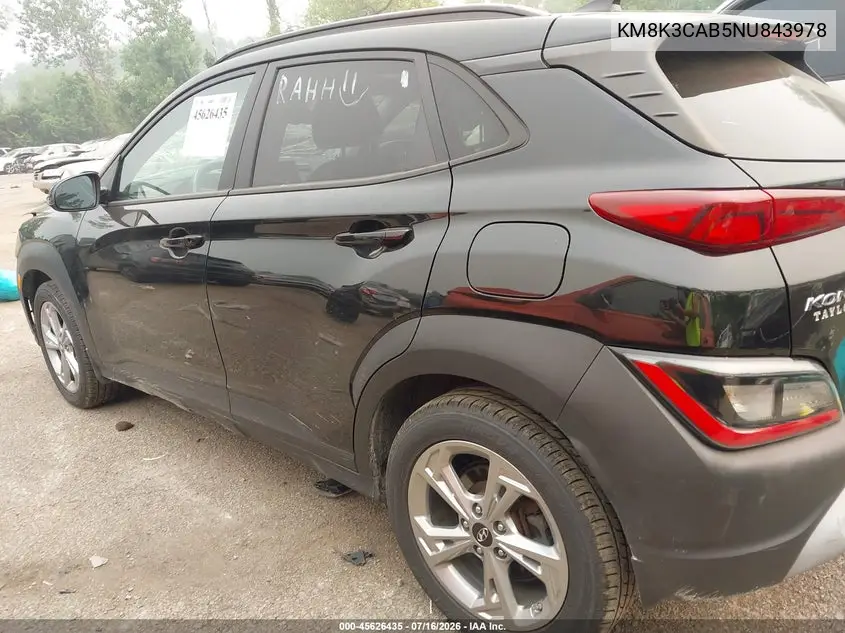 2022 Hyundai Kona Sel VIN: KM8K3CAB5NU843978 Lot: 45626435