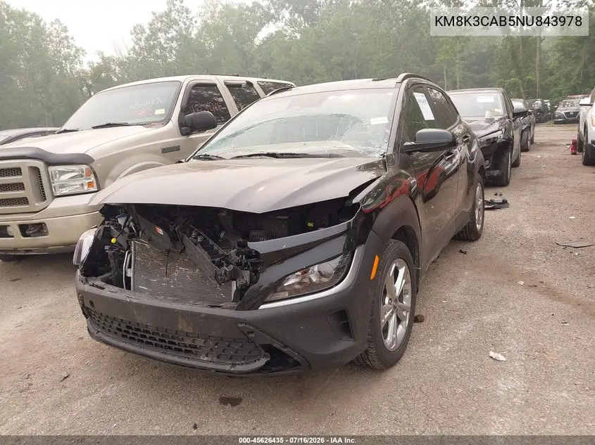 2022 Hyundai Kona Sel VIN: KM8K3CAB5NU843978 Lot: 45626435
