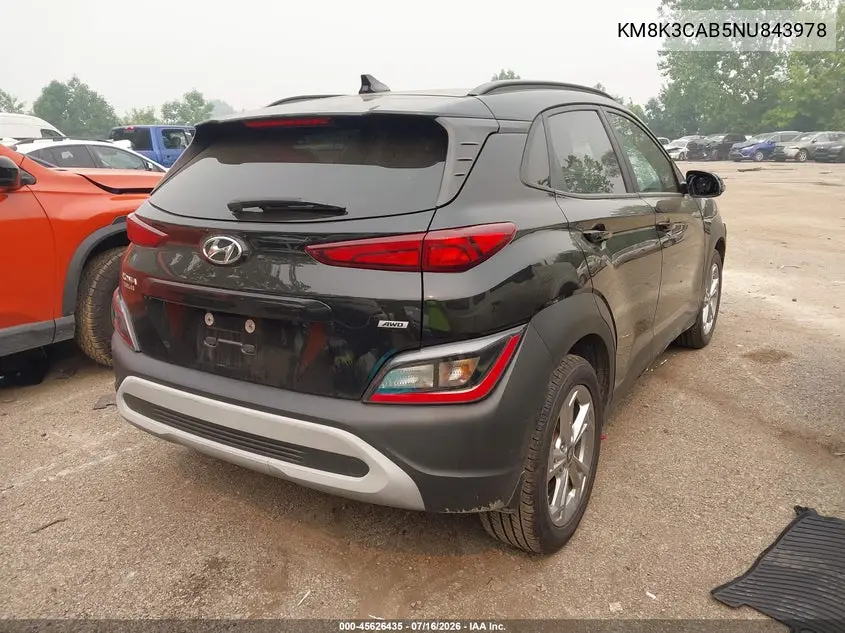2022 Hyundai Kona Sel VIN: KM8K3CAB5NU843978 Lot: 45626435