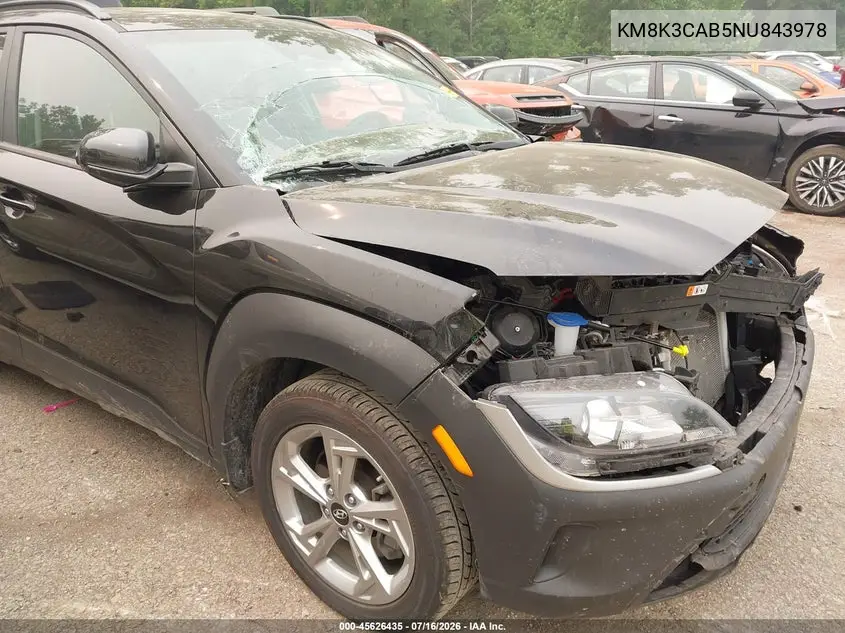 2022 Hyundai Kona Sel VIN: KM8K3CAB5NU843978 Lot: 45626435
