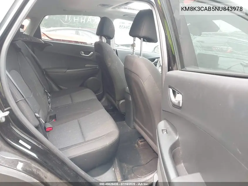 2022 Hyundai Kona Sel VIN: KM8K3CAB5NU843978 Lot: 45626435