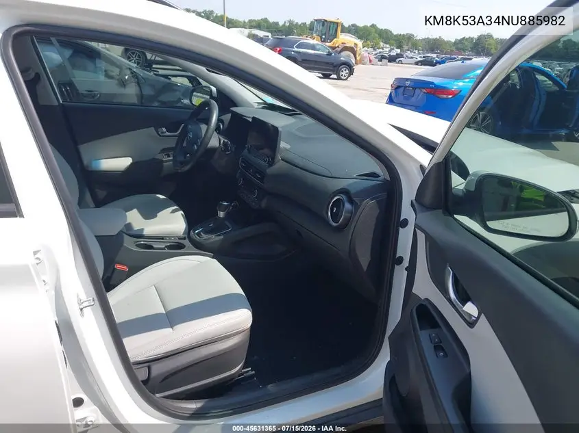 2022 Hyundai Kona Limited VIN: KM8K53A34NU885982 Lot: 45631365