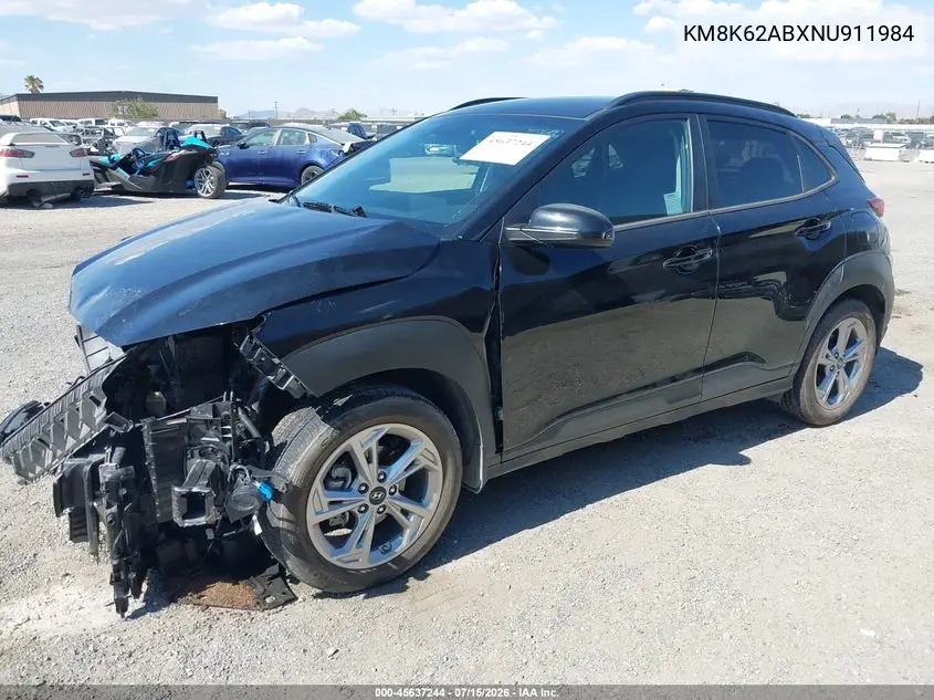 2022 Hyundai Kona Sel VIN: KM8K62ABXNU911984 Lot: 45637244