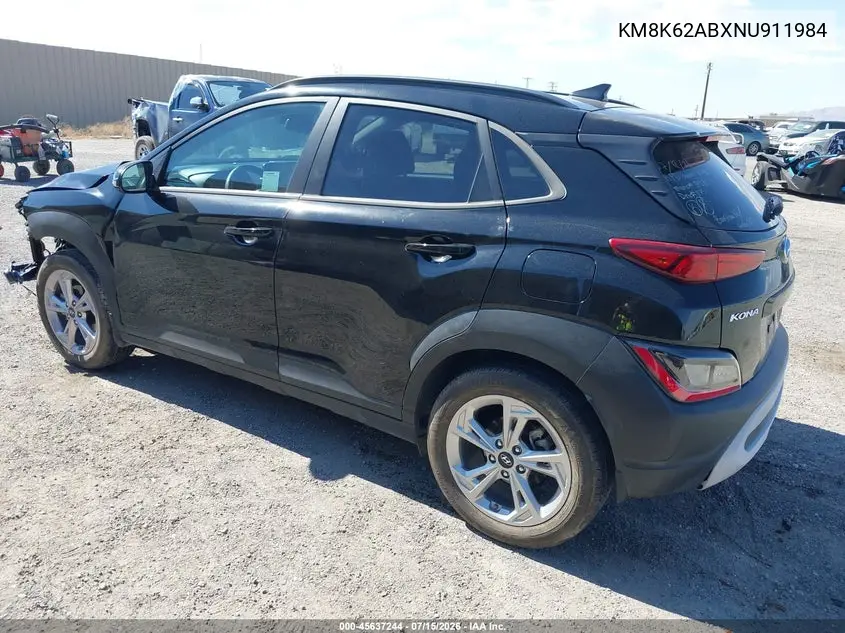 2022 Hyundai Kona Sel VIN: KM8K62ABXNU911984 Lot: 45637244