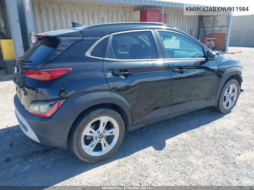 2022 Hyundai Kona Sel VIN: KM8K62ABXNU911984 Lot: 45637244
