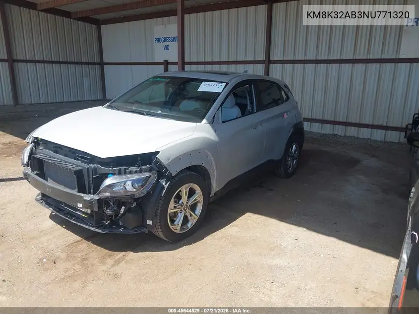 2022 Hyundai Kona Sel VIN: KM8K32AB3NU771320 Lot: 45644529