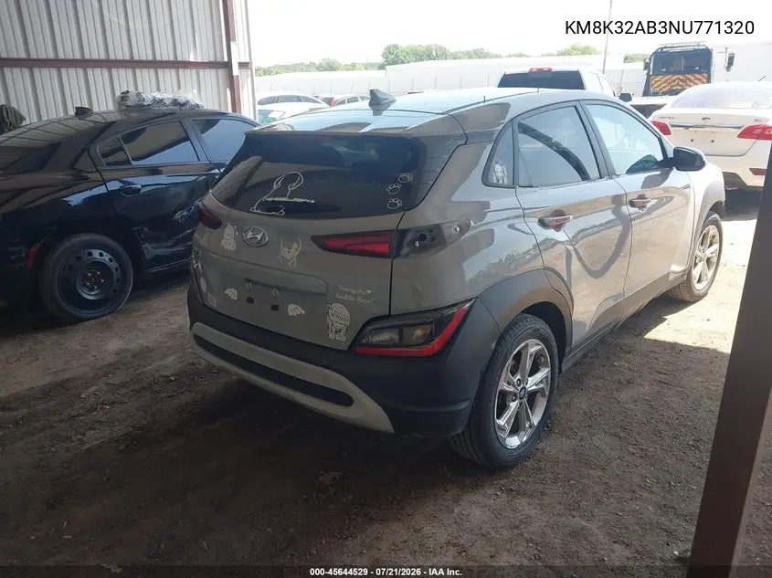 2022 Hyundai Kona Sel VIN: KM8K32AB3NU771320 Lot: 45644529