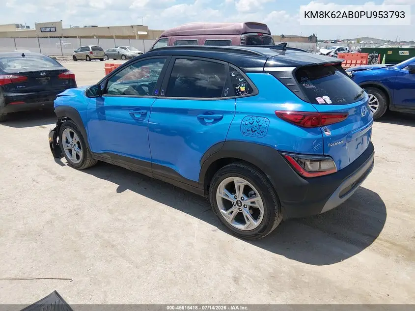 2023 Hyundai Kona Sel VIN: KM8K62AB0PU953793 Lot: 45615418