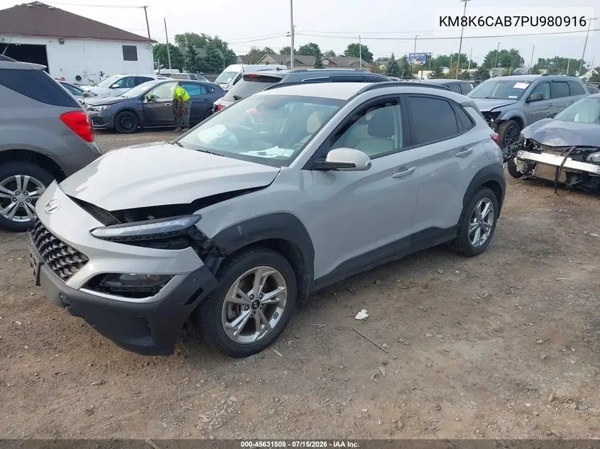 2023 Hyundai Kona Sel VIN: KM8K6CAB7PU980916 Lot: 45631508
