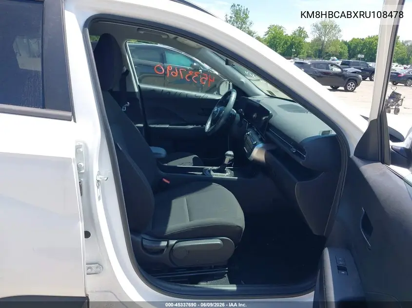 2024 Hyundai Kona Sel VIN: KM8HBCABXRU108478 Lot: 45337690