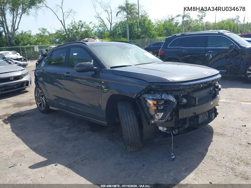 2024 Hyundai Kona N Line VIN: KM8HA3A34RU034678 Lot: 45615675