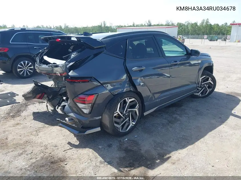 2024 Hyundai Kona N Line VIN: KM8HA3A34RU034678 Lot: 45615675